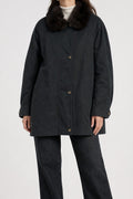 Parka grigio scuro collo in pelliccia vintage – Donna Taglia M (IT 42)