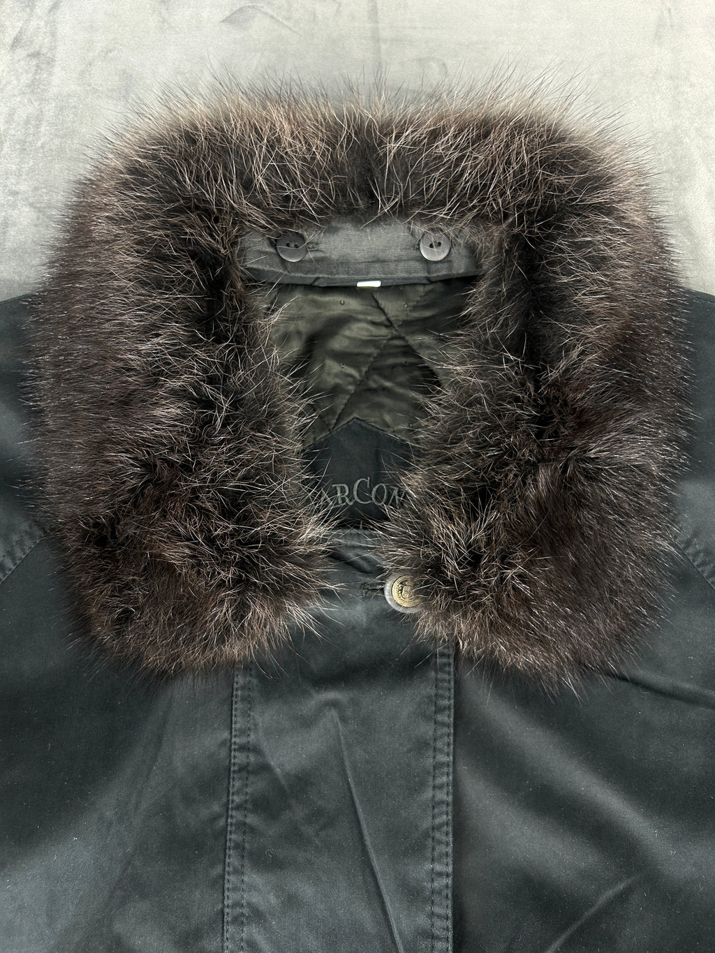 Parka grigio scuro collo in pelliccia vintage – Donna Taglia M (IT 42)