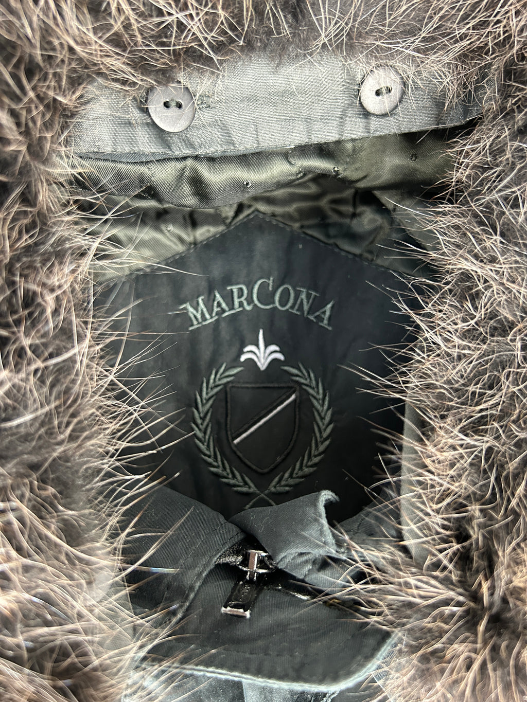Parka grigio scuro collo in pelliccia vintage – Donna Taglia M (IT 42)