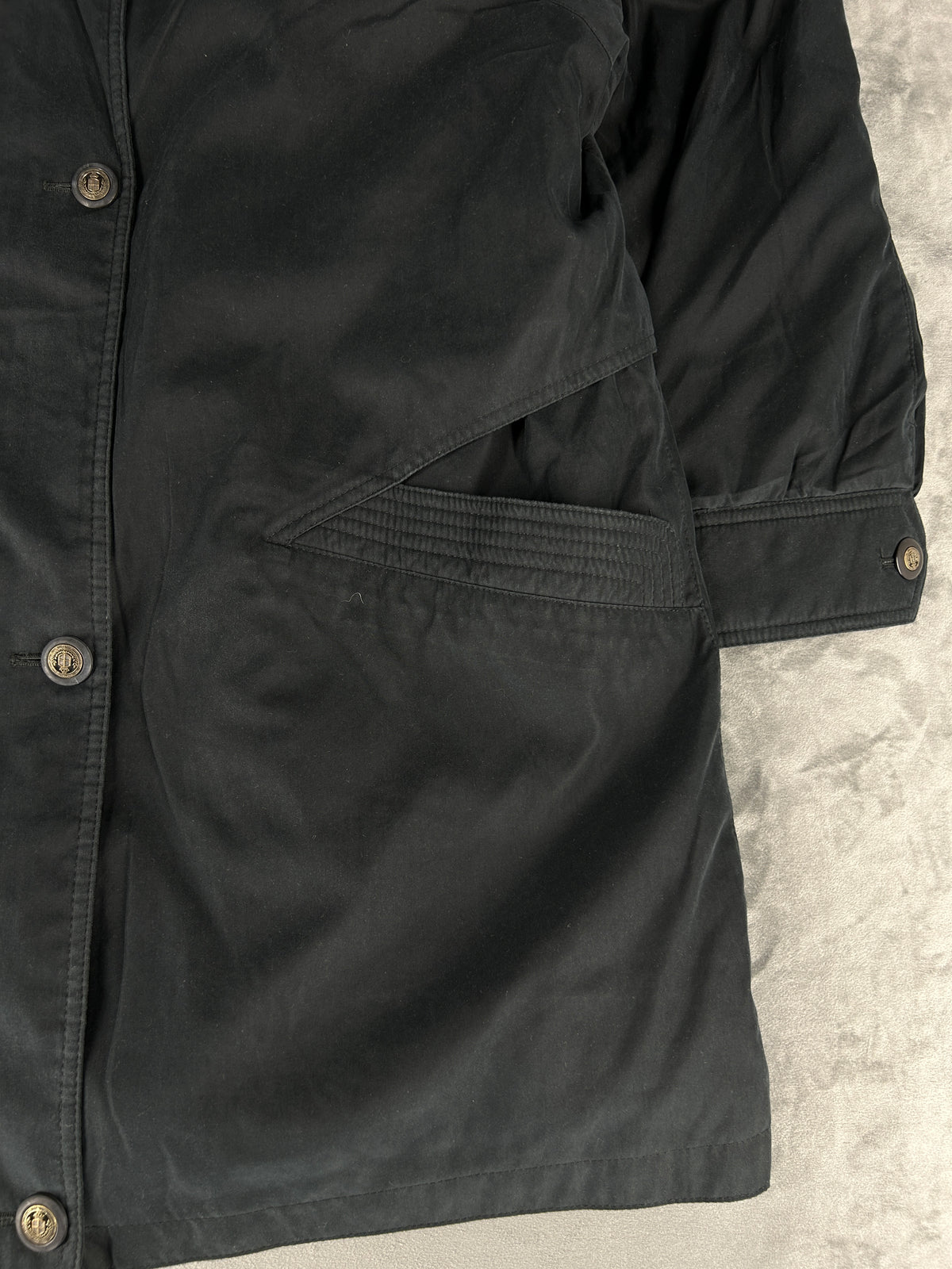 Parka grigio scuro collo in pelliccia vintage – Donna Taglia M (IT 42)
