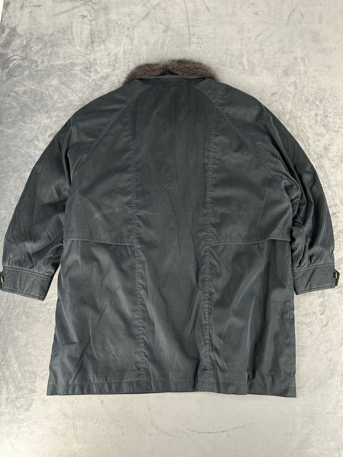 Parka grigio scuro collo in pelliccia vintage – Donna Taglia M (IT 42)