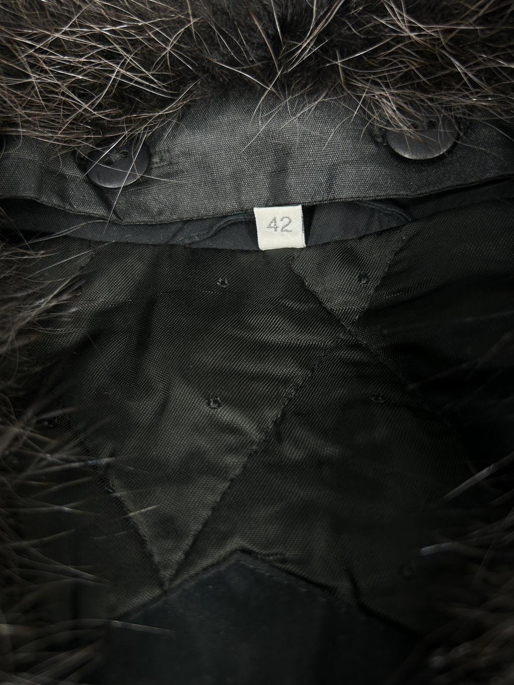 Parka grigio scuro collo in pelliccia vintage – Donna Taglia M (IT 42)