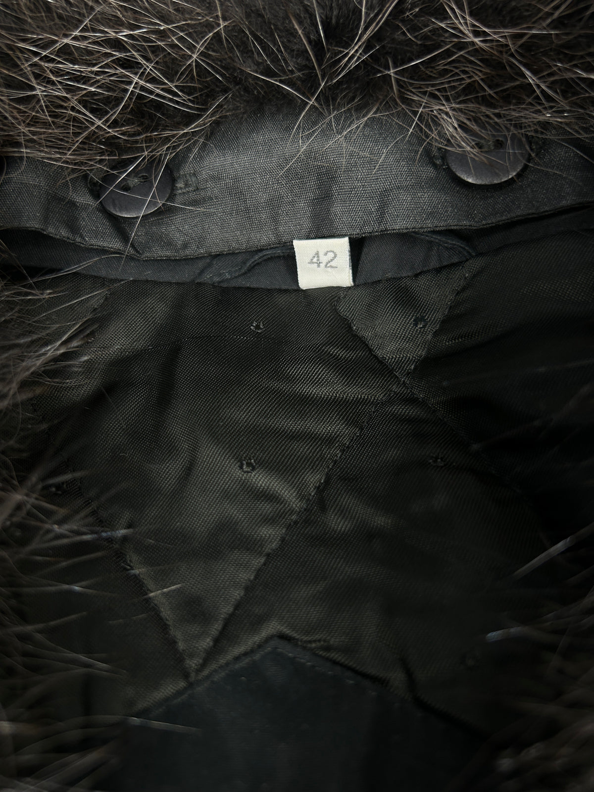 Parka grigio scuro collo in pelliccia vintage – Donna Taglia M (IT 42)