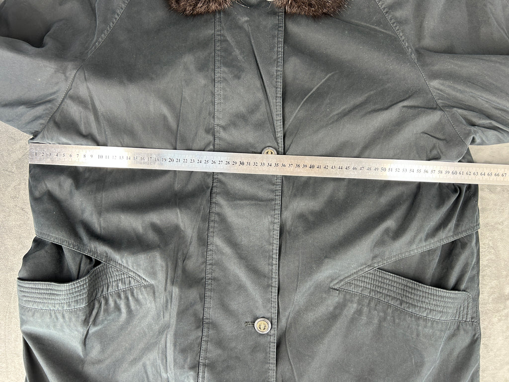 Parka grigio scuro collo in pelliccia vintage – Donna Taglia M (IT 42)