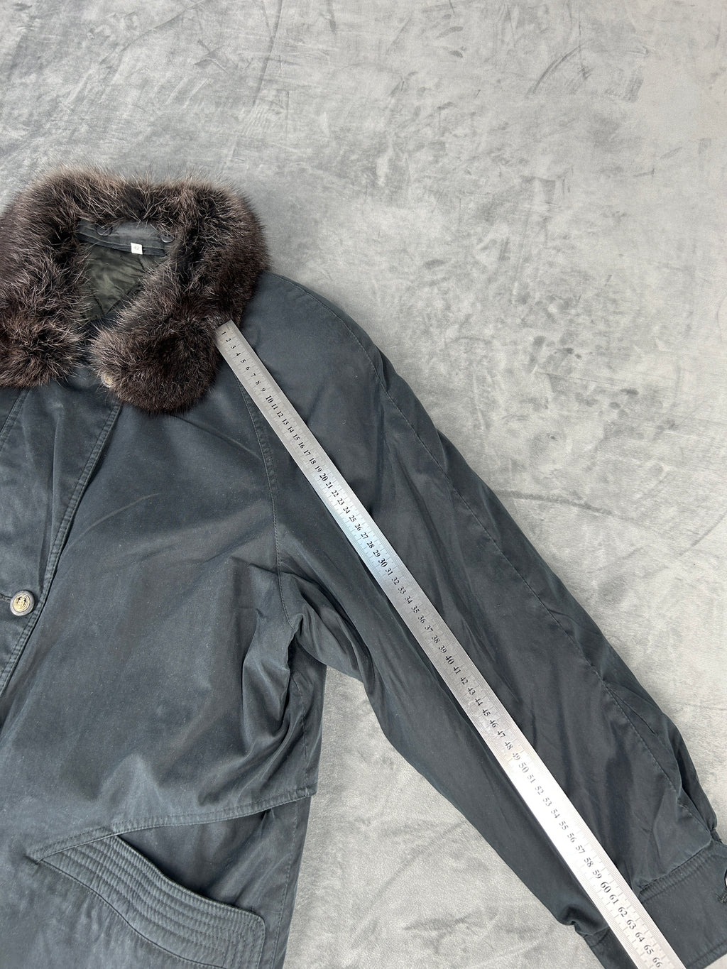 Parka grigio scuro collo in pelliccia vintage – Donna Taglia M (IT 42)