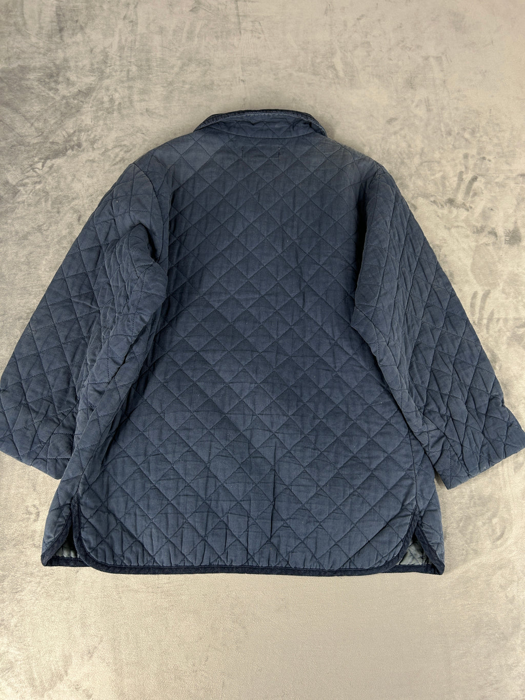 Giacca trapuntata blu navy ricami folk vintage – Donna Taglia L
