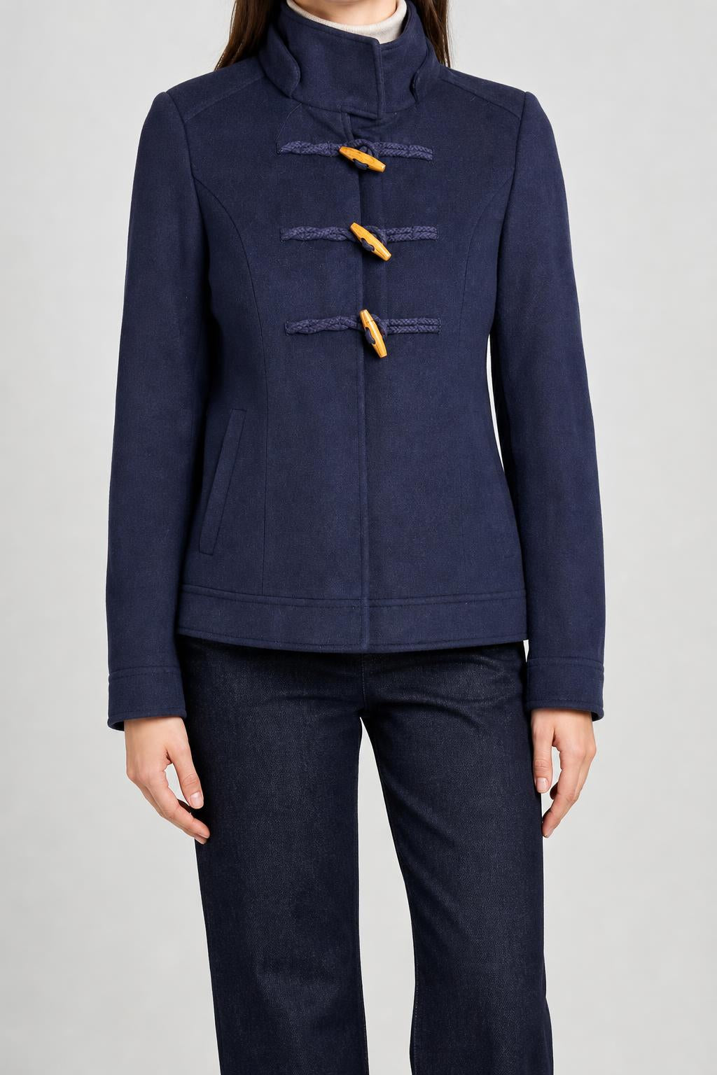 Giacca blu navy con alamari in lana vintage – Donna Taglia L