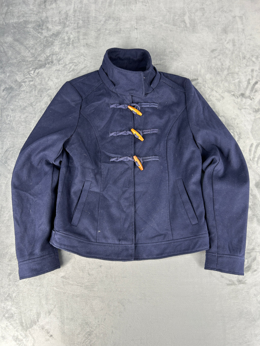 Giacca blu navy con alamari in lana vintage – Donna Taglia L