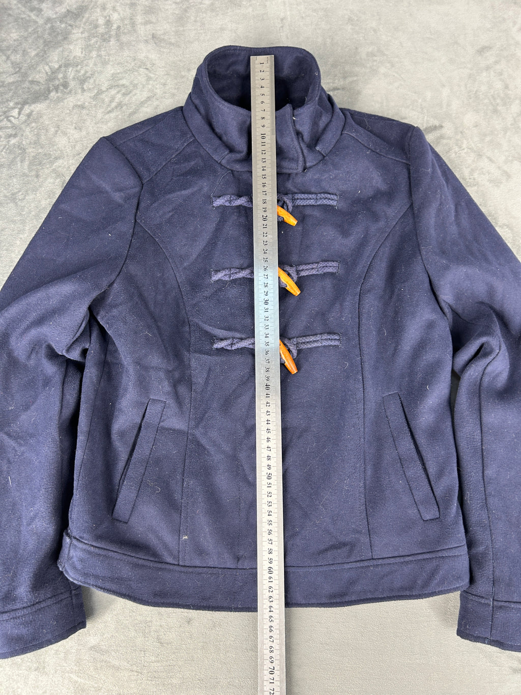 Giacca blu navy con alamari in lana vintage – Donna Taglia L