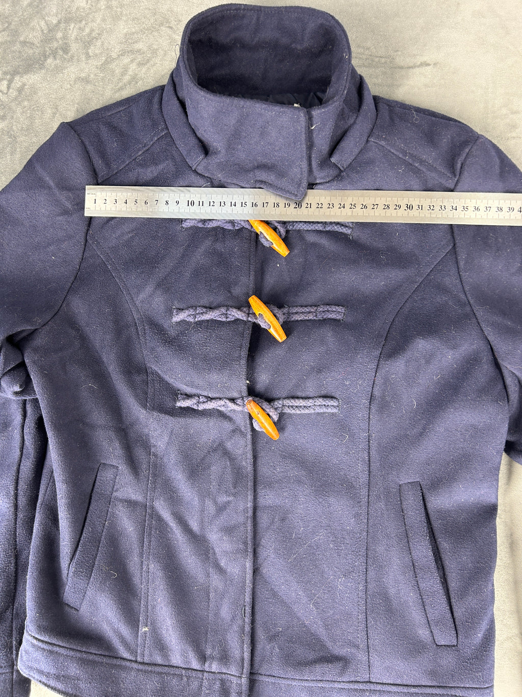 Giacca blu navy con alamari in lana vintage – Donna Taglia L