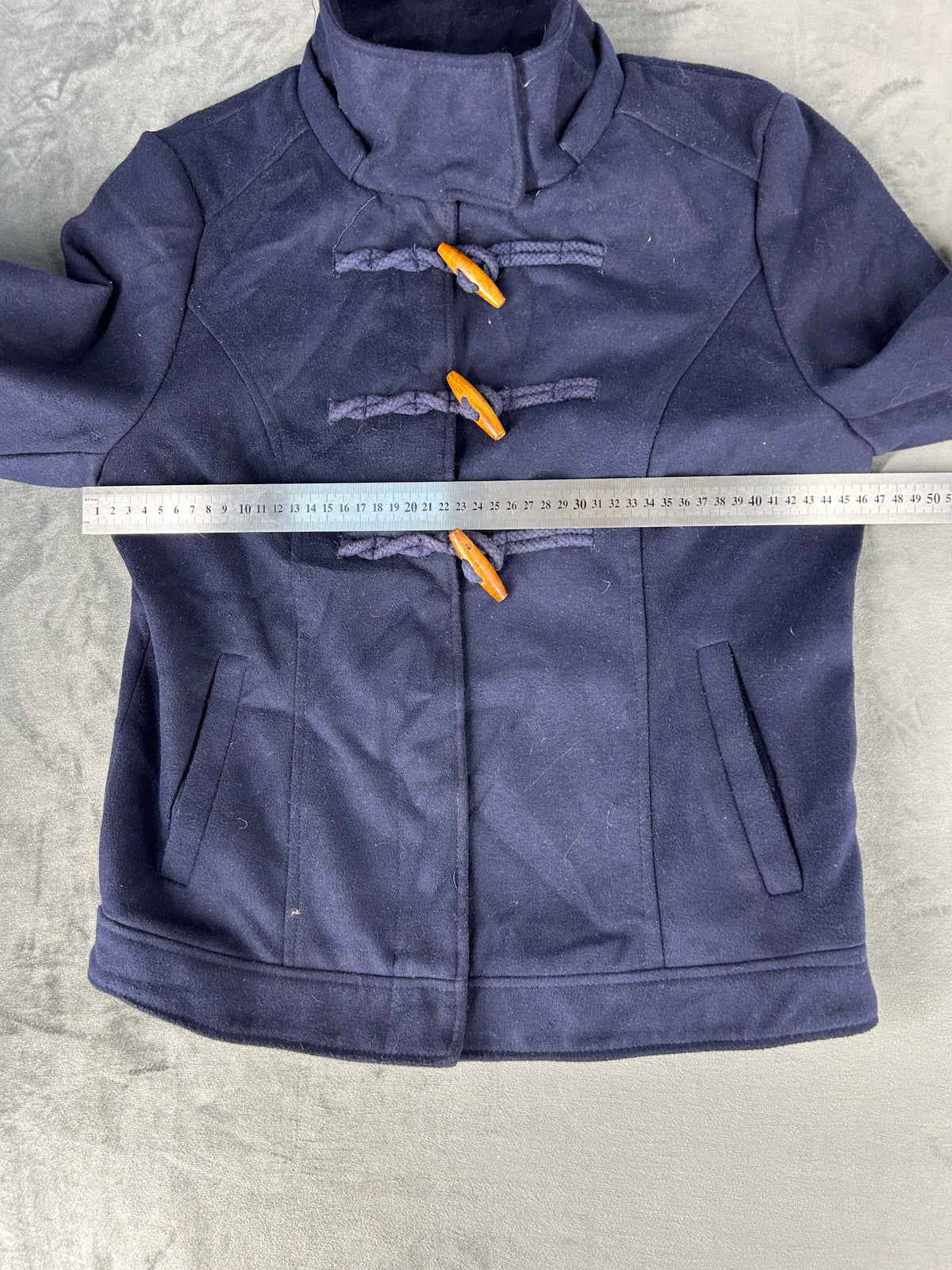 Giacca blu navy con alamari in lana vintage – Donna Taglia L