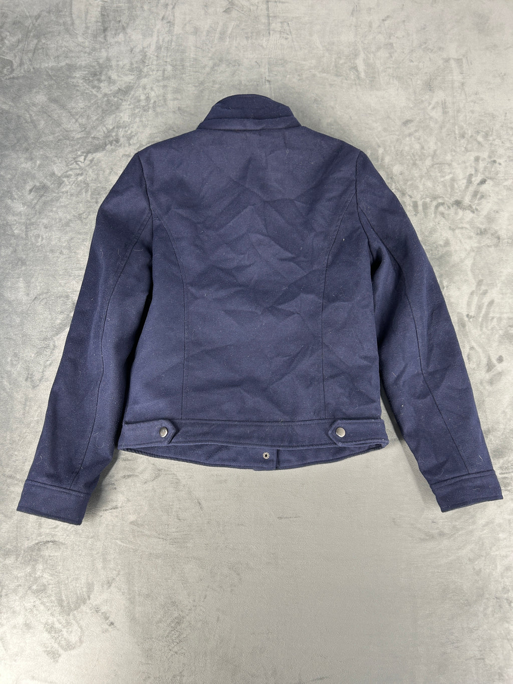 Giacca blu navy con alamari in lana vintage – Donna Taglia L