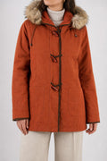 Montgomery arancione ruggine Kirsten cappuccio in pelliccia vintage – Donna Taglia XL