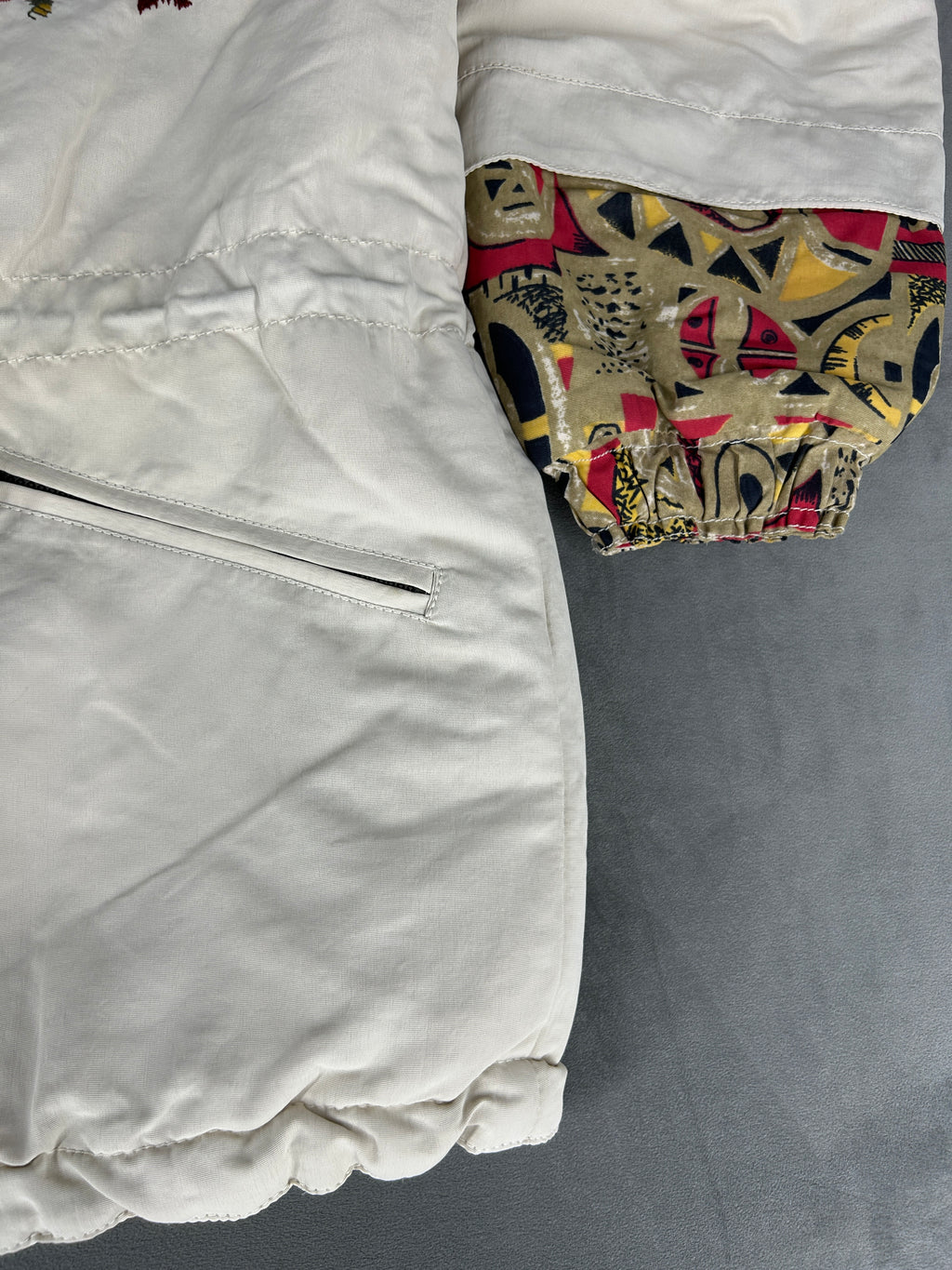 Giacca a vento bianca e verde militare vintage anni 90 – Donna Taglia XL