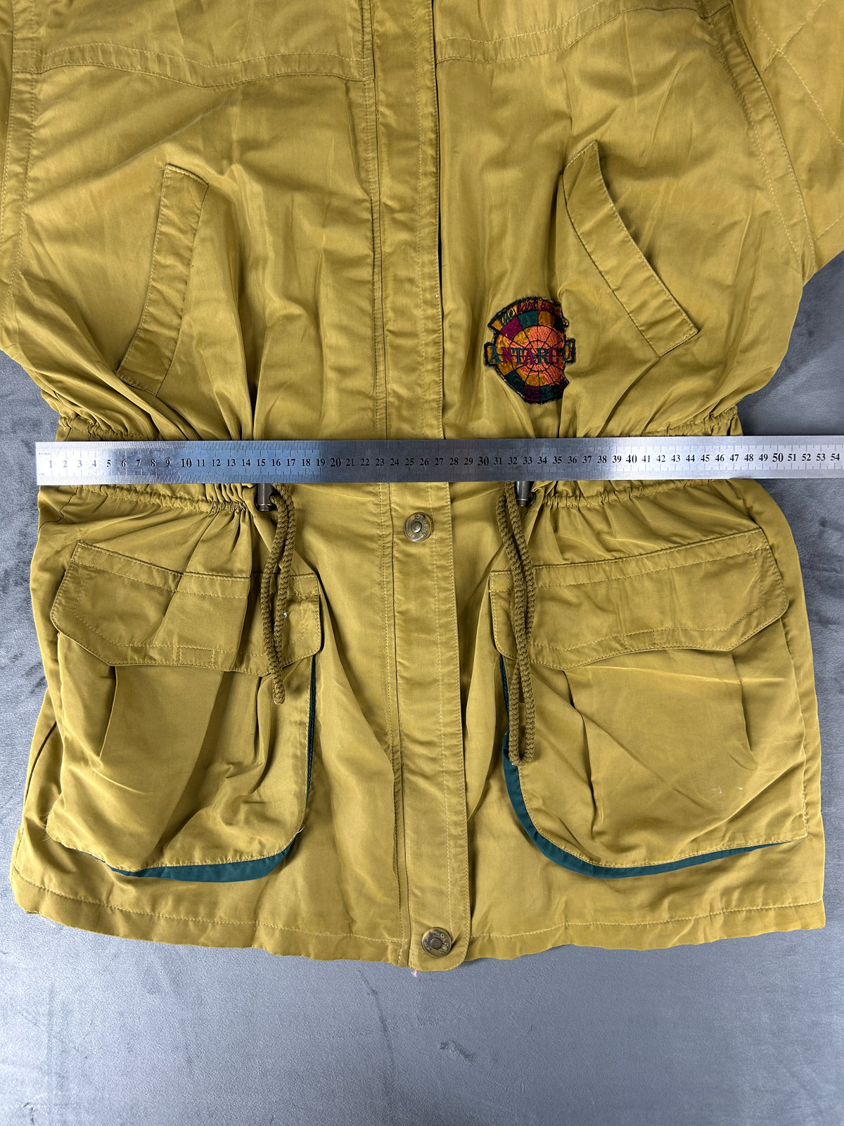 Giaccone giallo senape collo verde vintage – Donna Taglia M