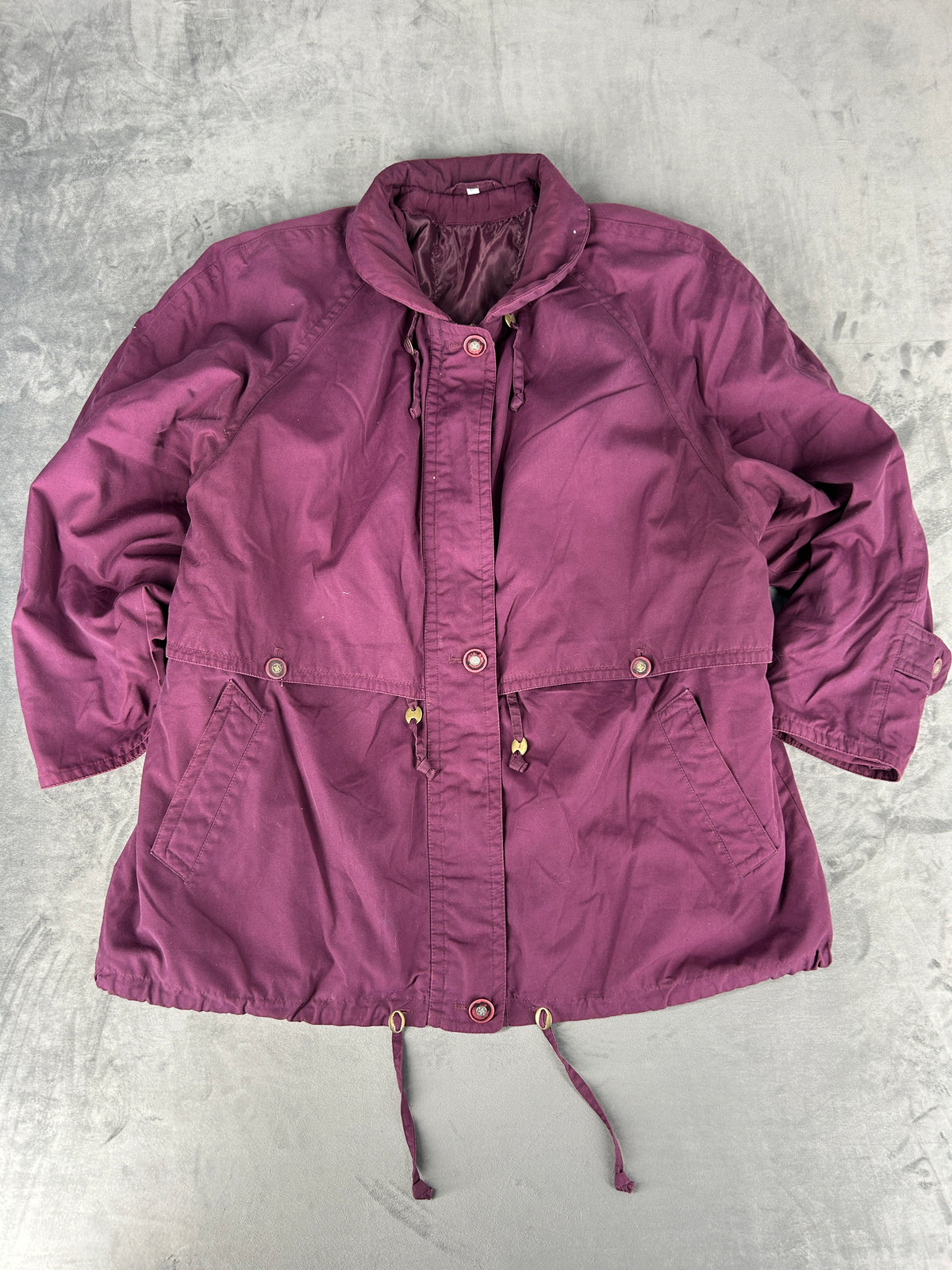 Giaccone prugna con coulisse vintage – Donna Taglia XL