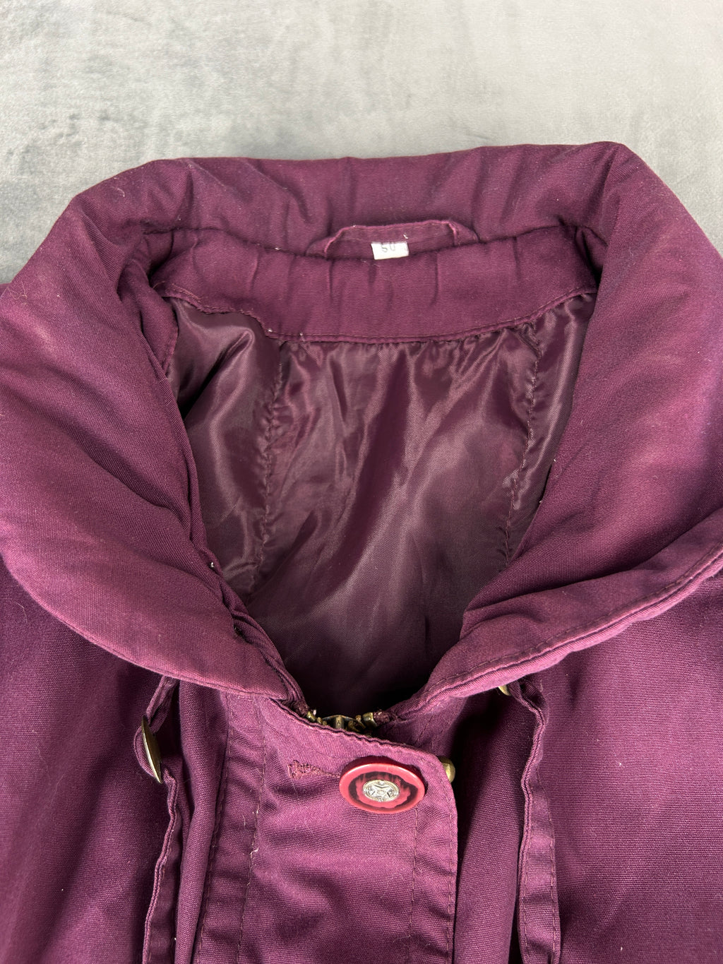 Giaccone prugna con coulisse vintage – Donna Taglia XL
