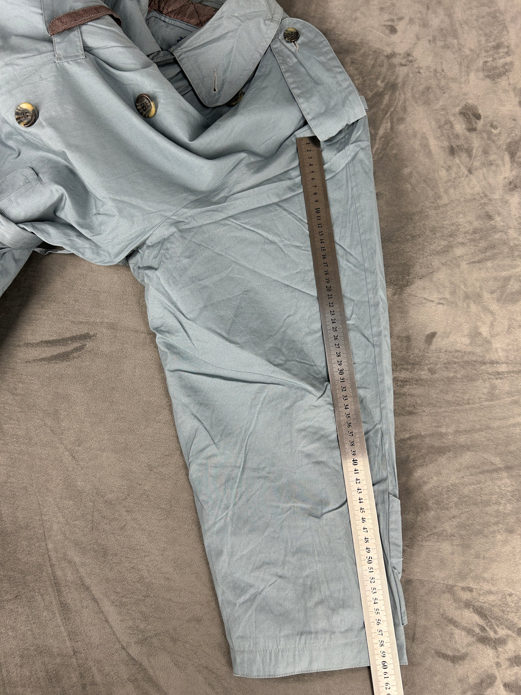 Trench doppiopetto grigio azzurro con cintura vintage – Uomo Taglia L