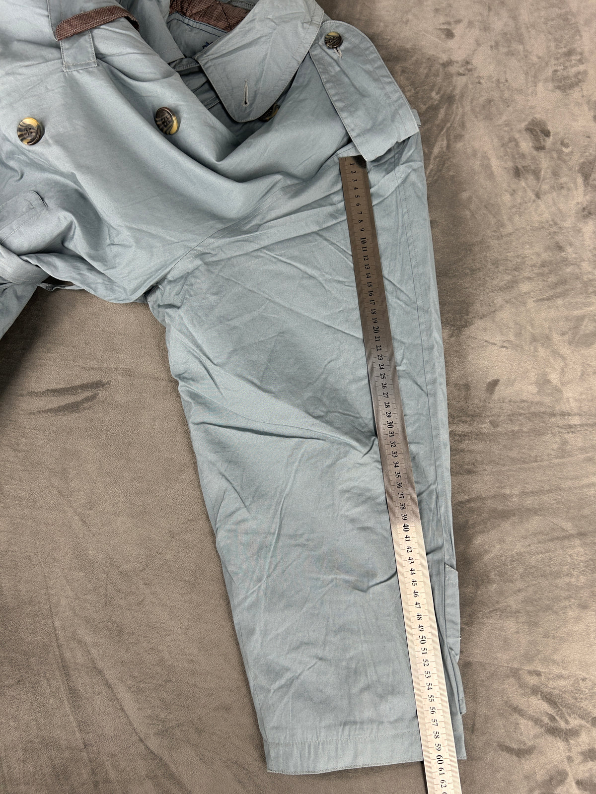 Trench doppiopetto grigio azzurro con cintura vintage – Uomo Taglia L