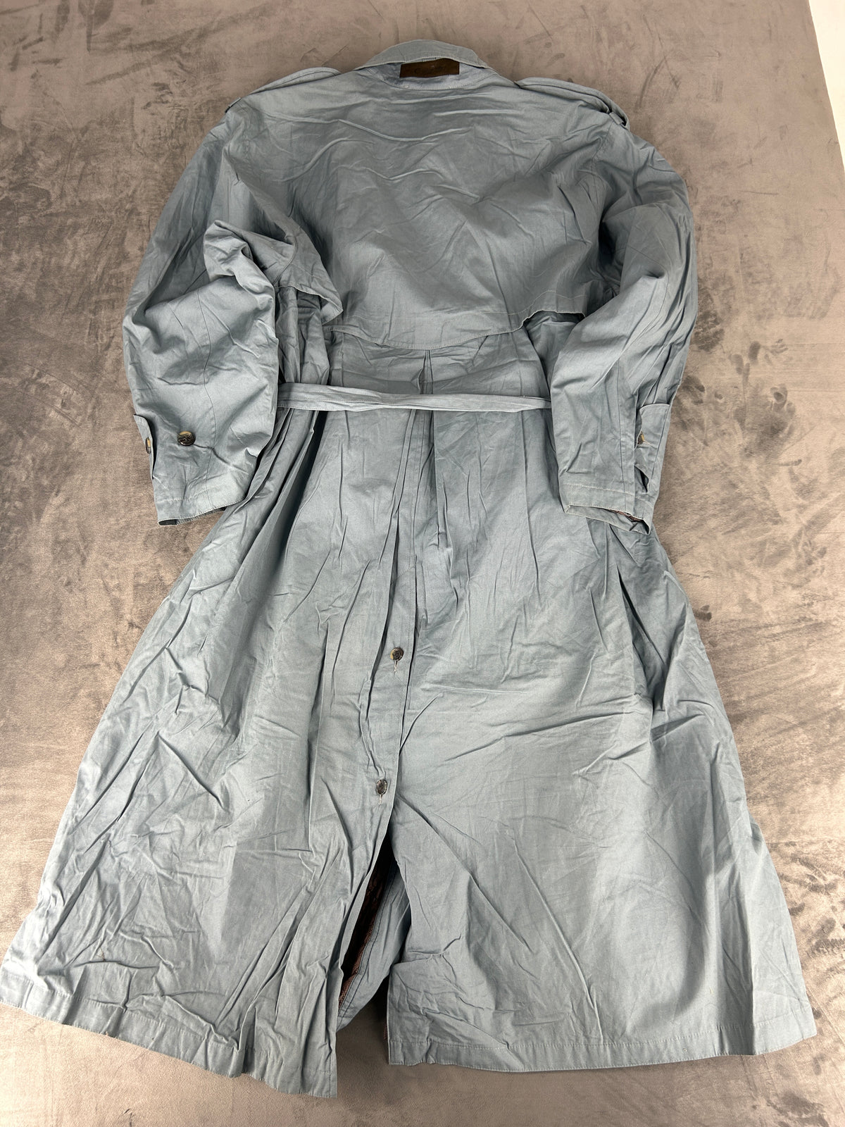 Trench doppiopetto grigio azzurro con cintura vintage – Uomo Taglia L