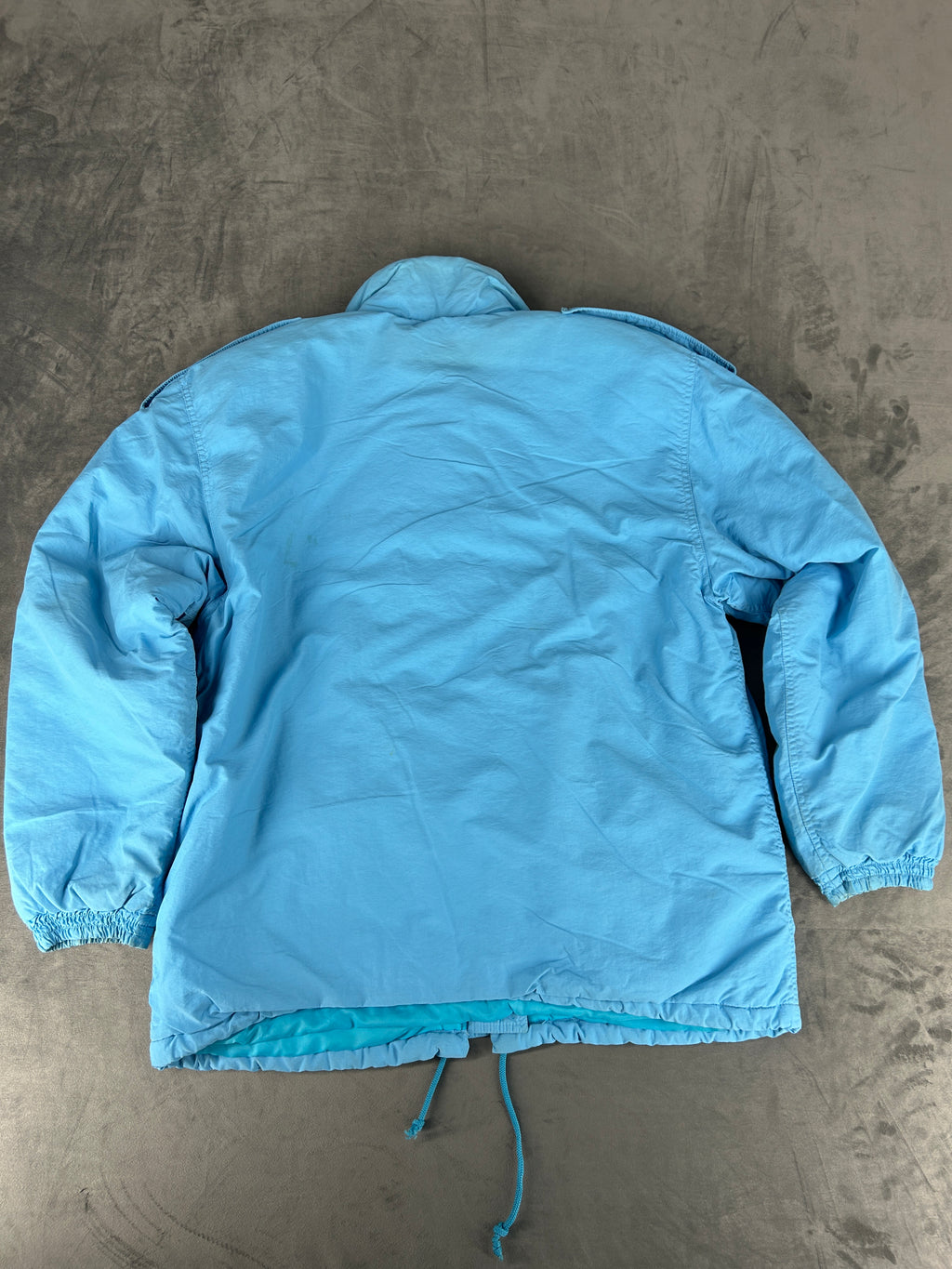 Giaccone azzurro Belfe con cappuccio vintage – Donna Taglia L