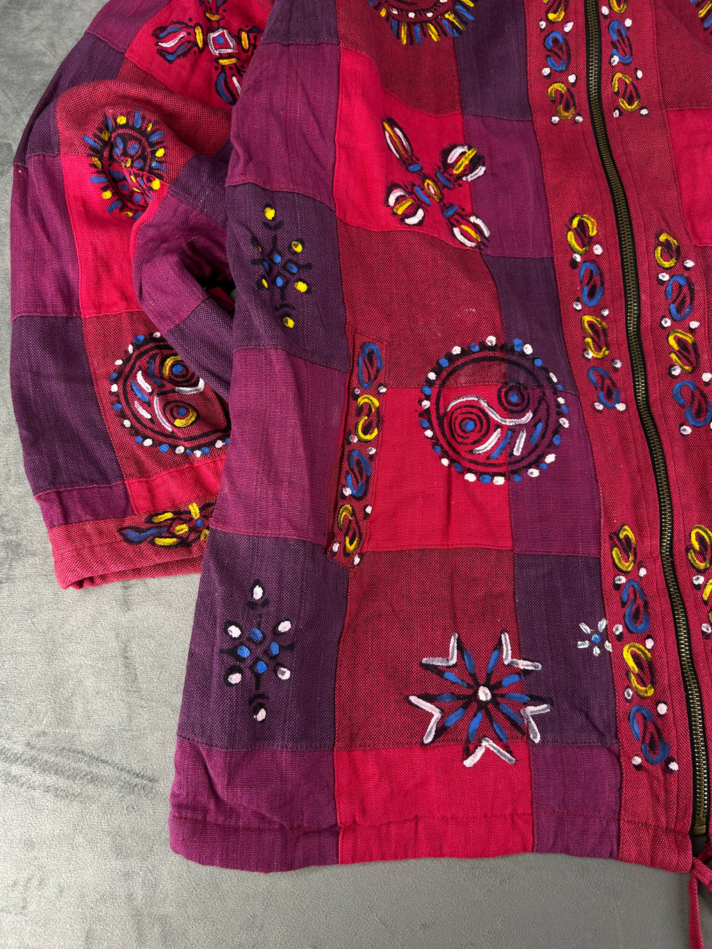 Giacca etnica fuxia e viola con pile OPC vintage – Donna Taglia L