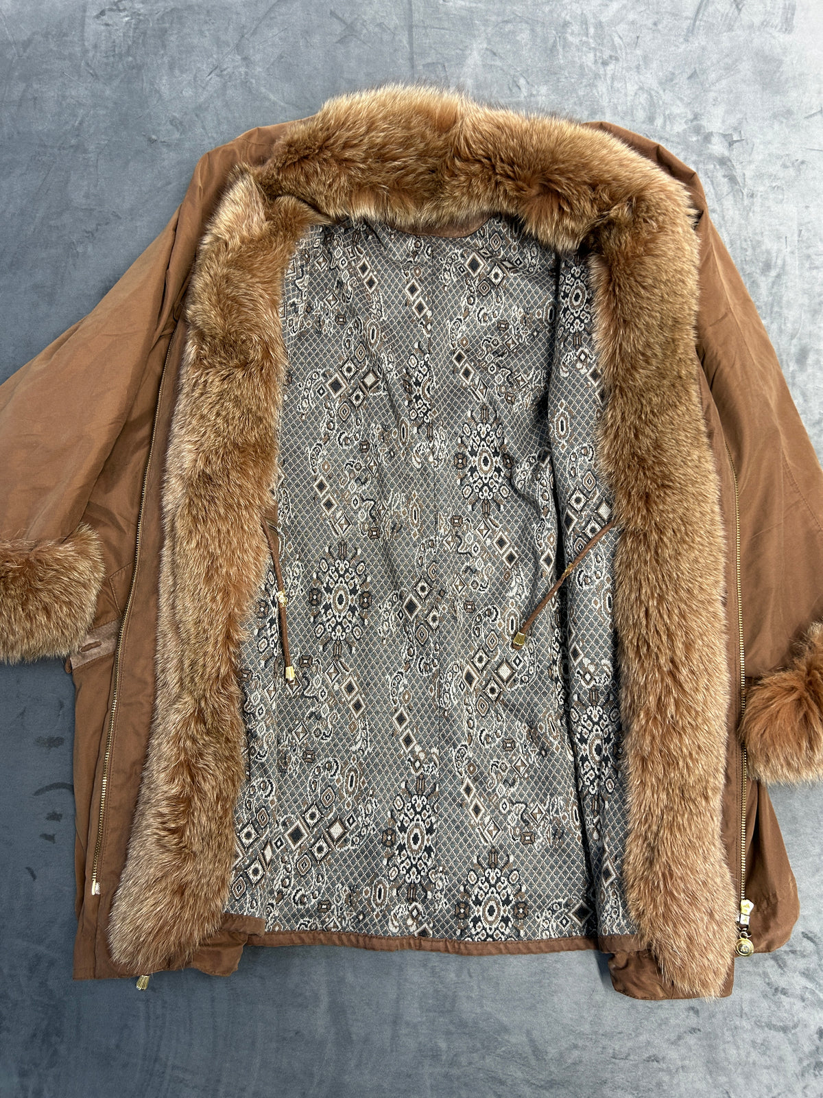 Parka cammello Mazzi collo in pelliccia vintage – Donna Taglia L