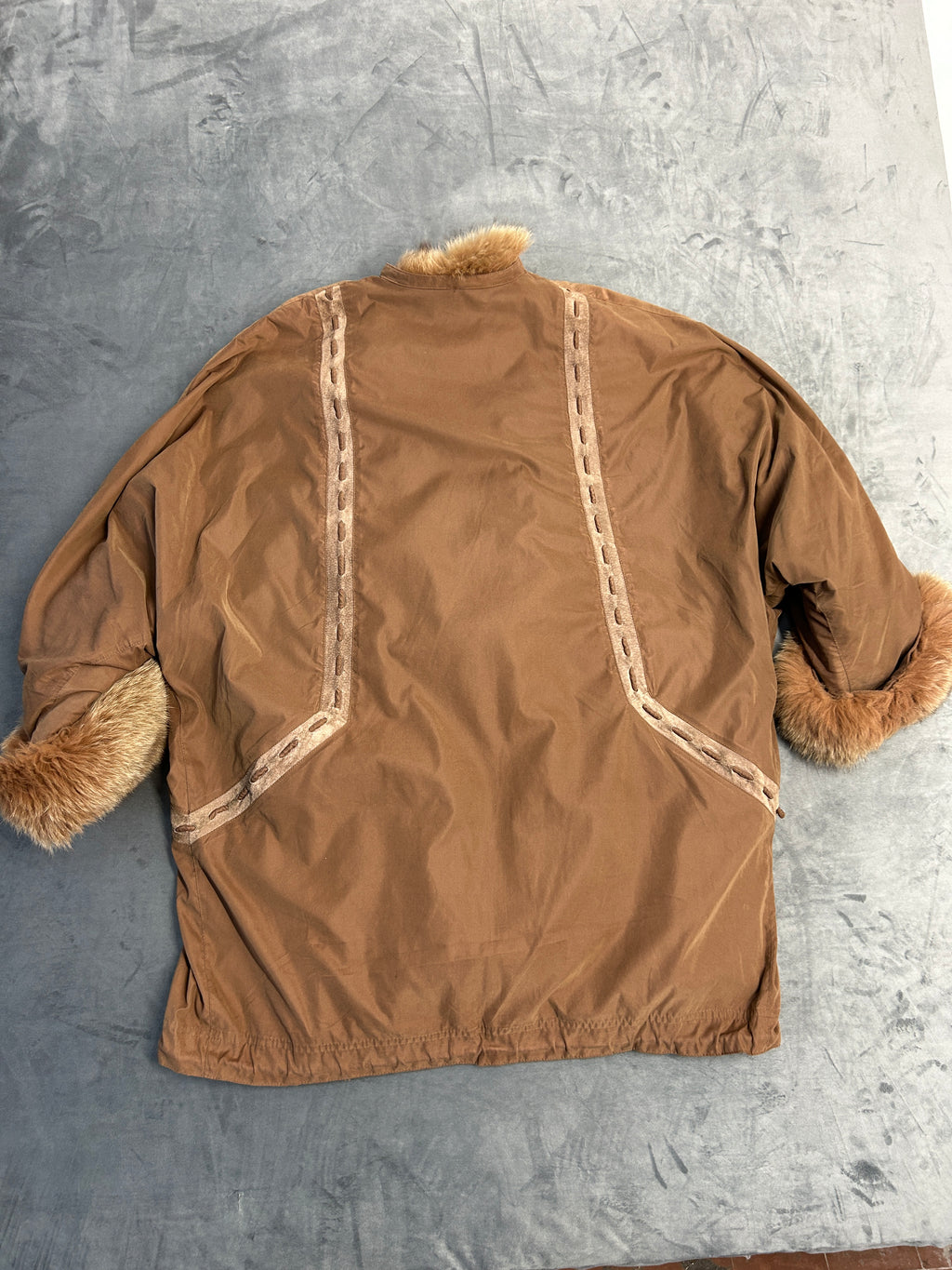 Parka cammello Mazzi collo in pelliccia vintage – Donna Taglia L
