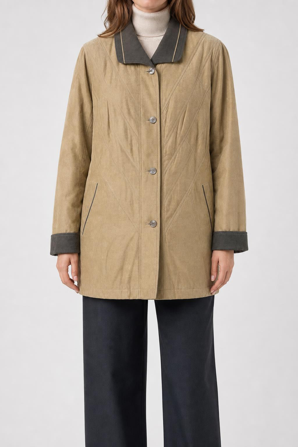 Giaccone effetto camoscio beige Lebek vintage – Donna Taglia XL