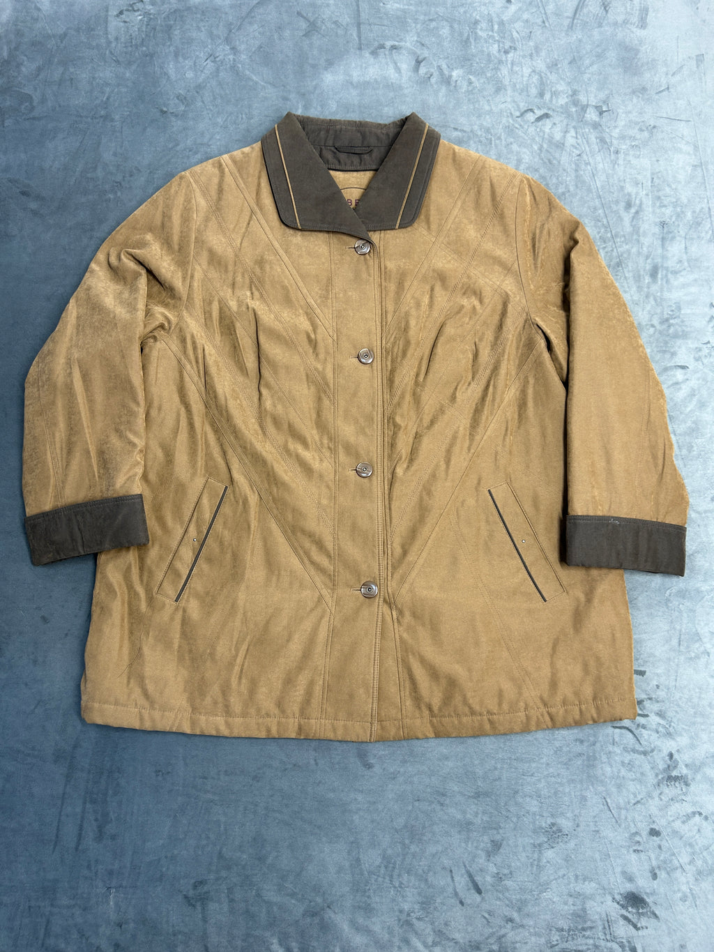 Giaccone effetto camoscio beige Lebek vintage – Donna Taglia XL