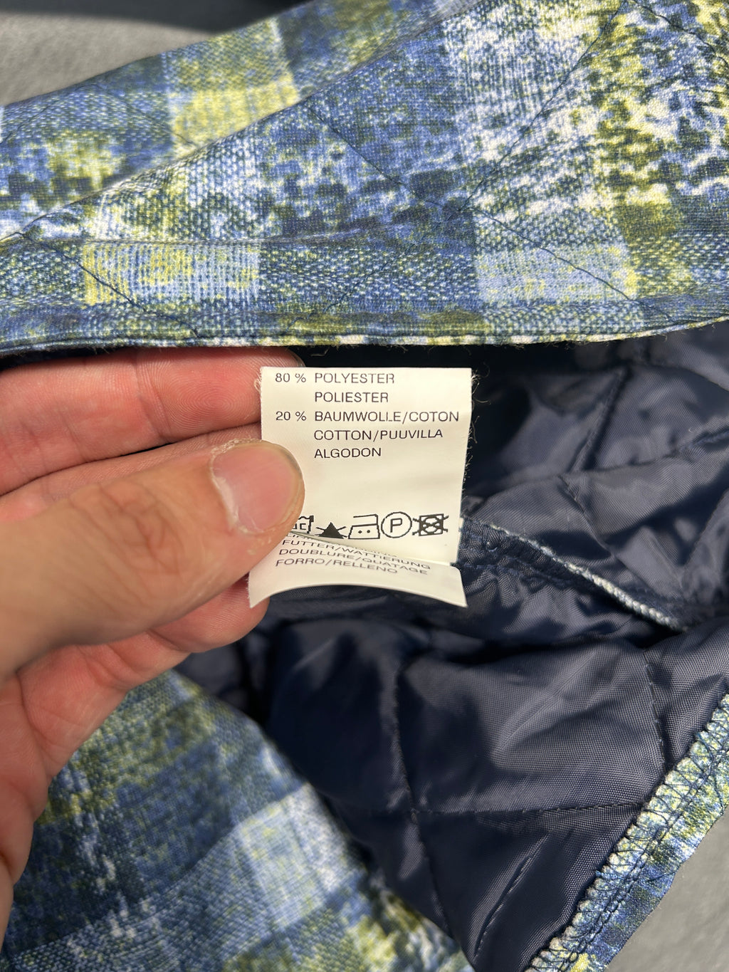 Blazer a quadri blu e verde Karelia vintage – Donna Taglia L