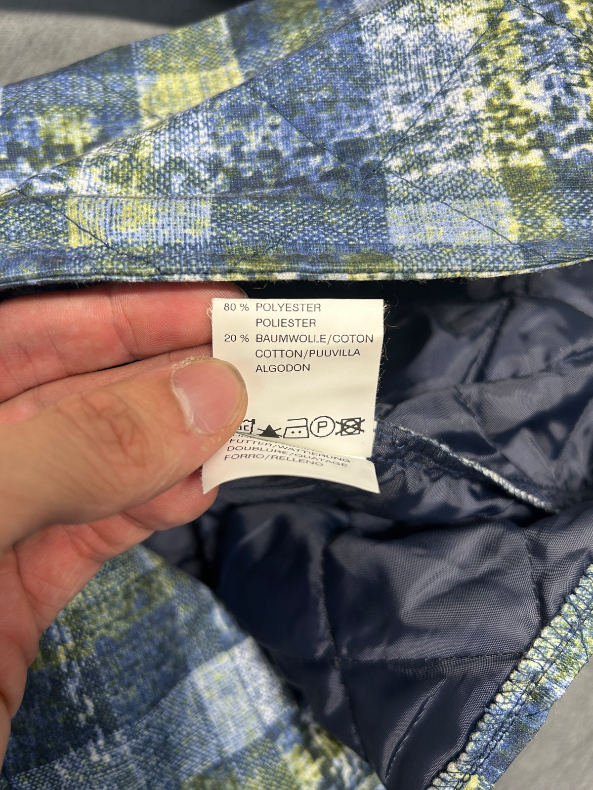 Blazer a quadri blu e verde Karelia vintage – Donna Taglia L