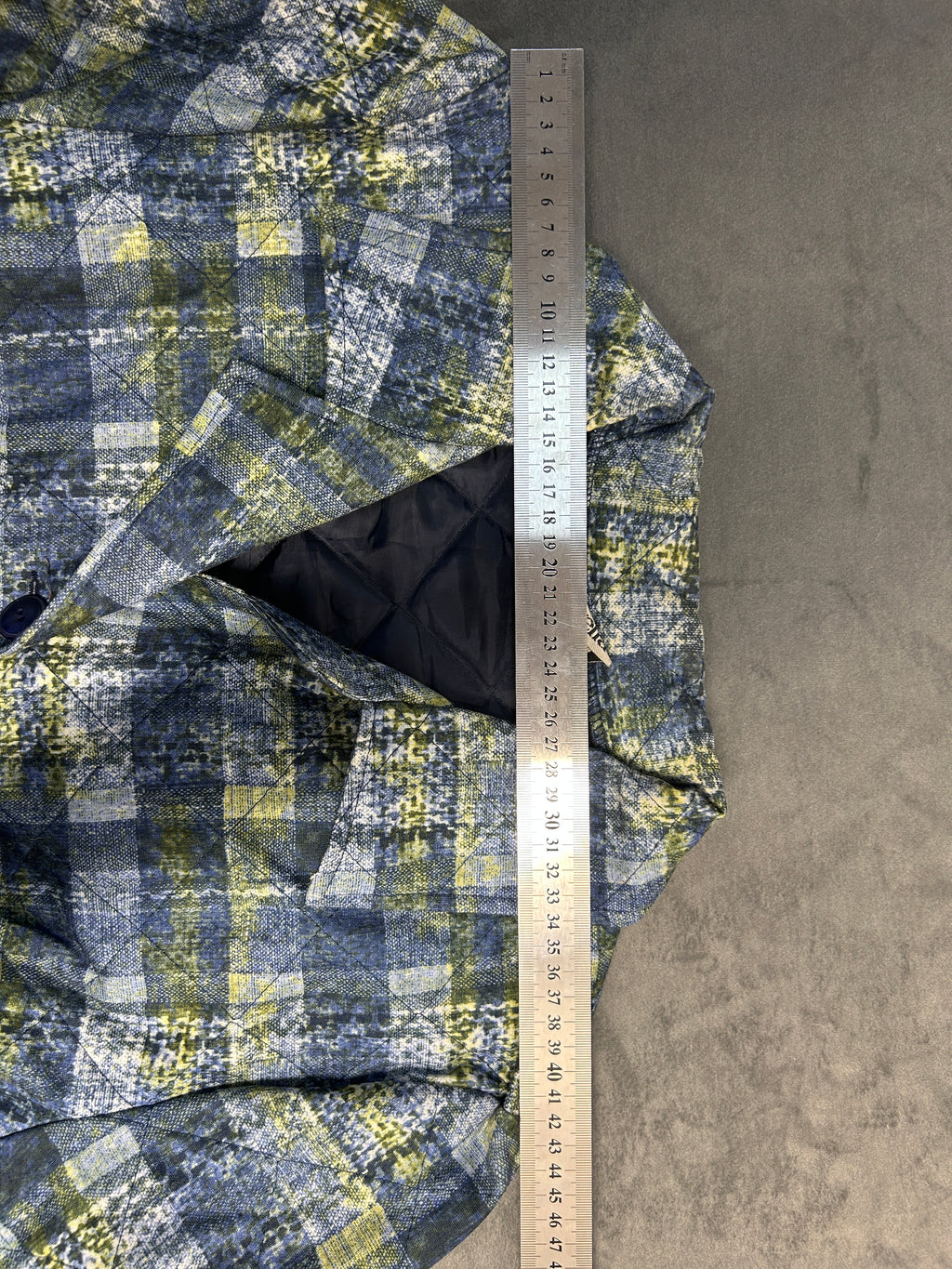 Blazer a quadri blu e verde Karelia vintage – Donna Taglia L