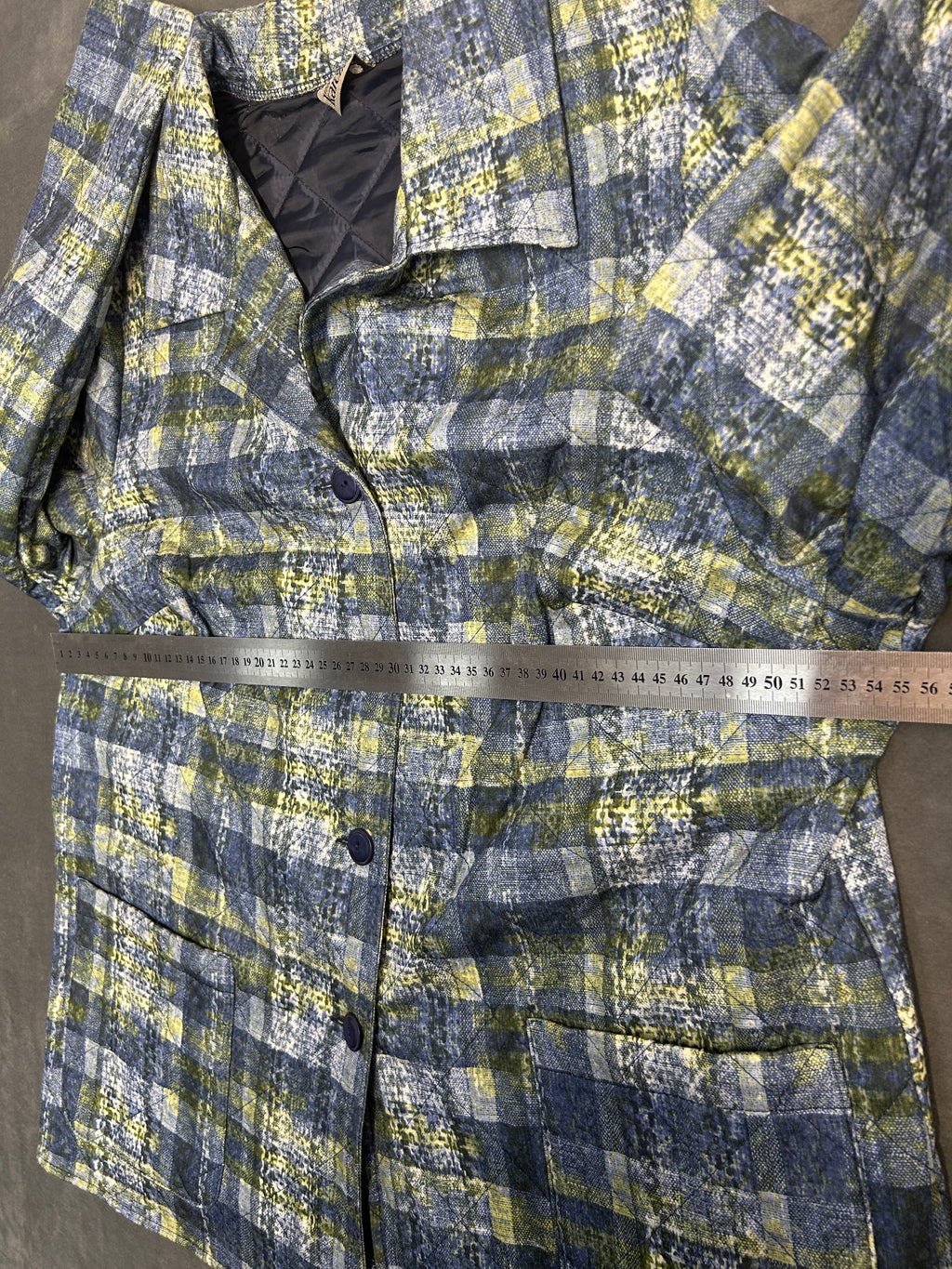 Blazer a quadri blu e verde Karelia vintage – Donna Taglia L