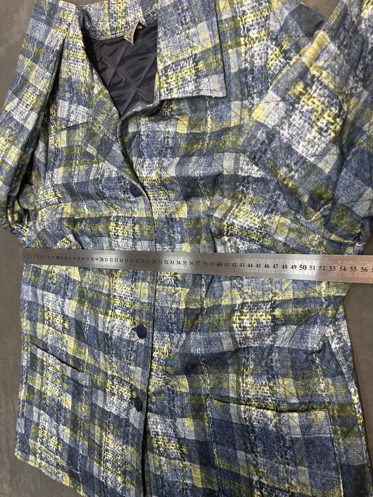 Blazer a quadri blu e verde Karelia vintage – Donna Taglia L