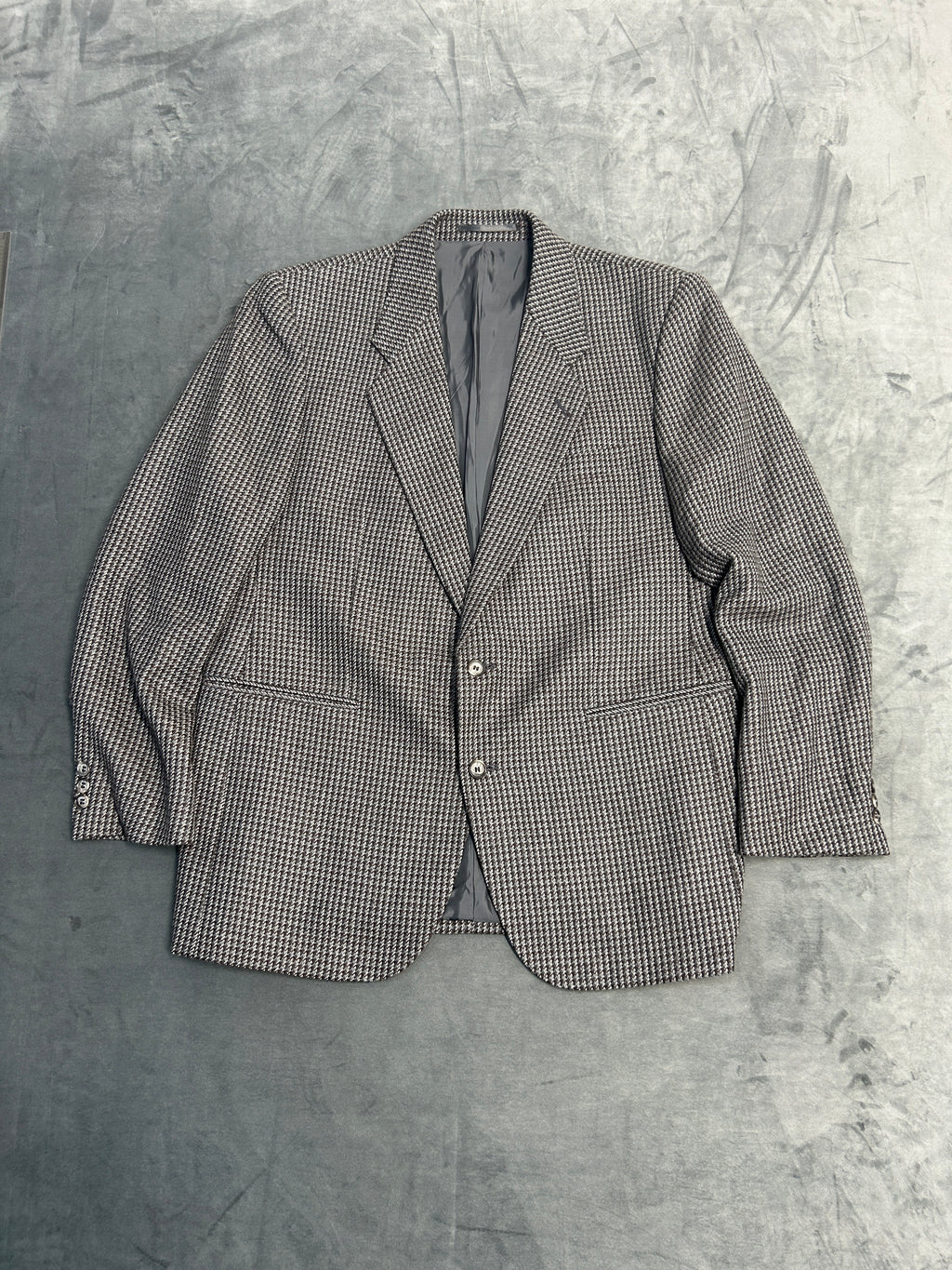 Blazer pied-de-poule bianco e nero Adolfo Andreotti in lana vintage – Uomo Taglia L
