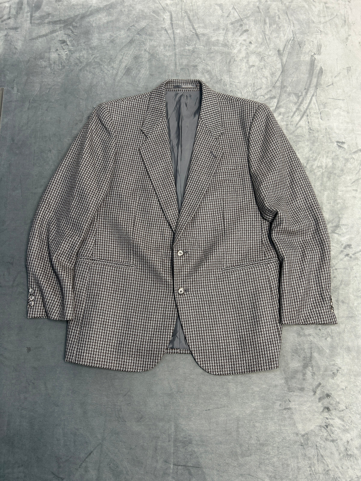 Blazer pied-de-poule bianco e nero Adolfo Andreotti in lana vintage – Uomo Taglia L