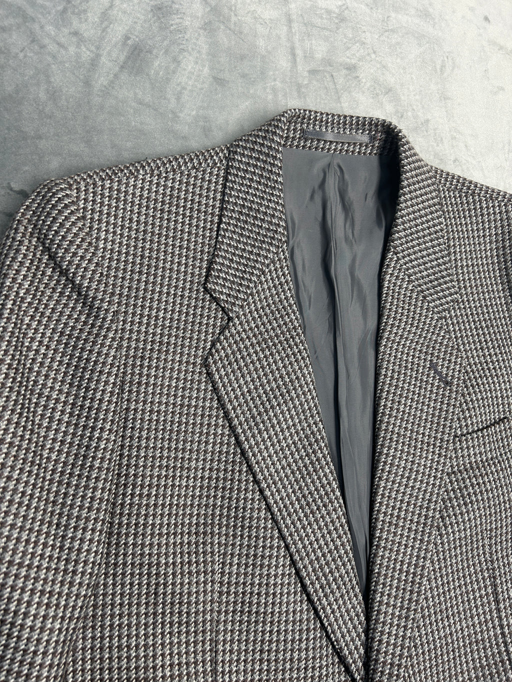 Blazer pied-de-poule bianco e nero Adolfo Andreotti in lana vintage – Uomo Taglia L
