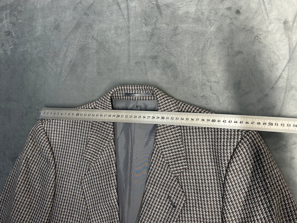 Blazer pied-de-poule bianco e nero Adolfo Andreotti in lana vintage – Uomo Taglia L
