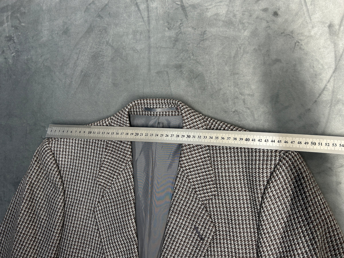 Blazer pied-de-poule bianco e nero Adolfo Andreotti in lana vintage – Uomo Taglia L