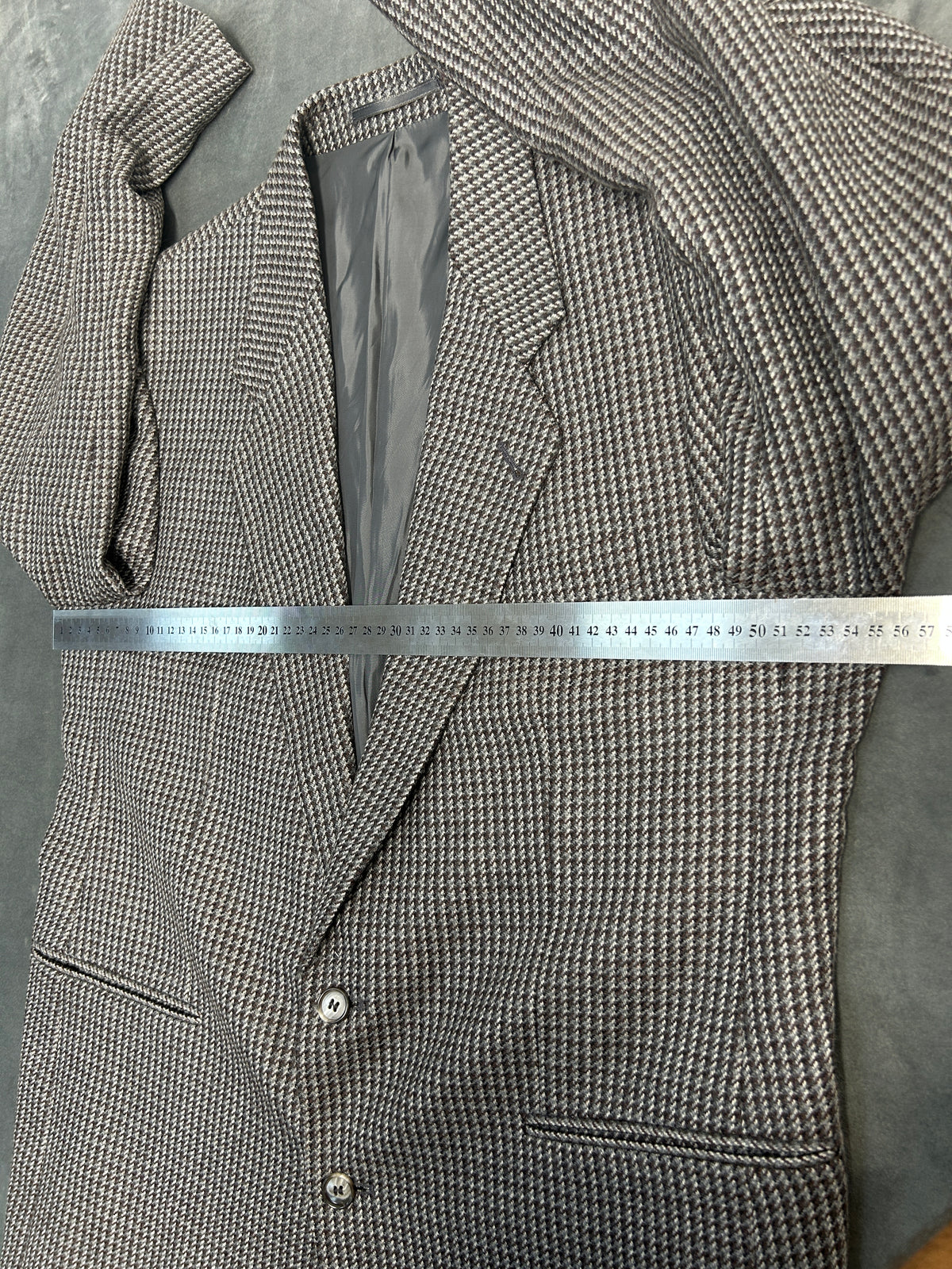Blazer pied-de-poule bianco e nero Adolfo Andreotti in lana vintage – Uomo Taglia L