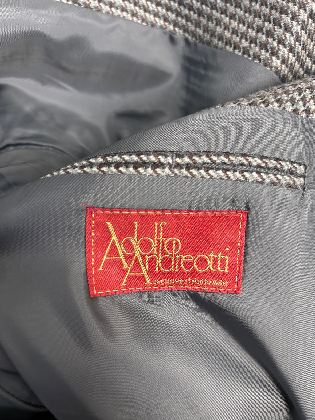 Blazer pied-de-poule bianco e nero Adolfo Andreotti in lana vintage – Uomo Taglia L