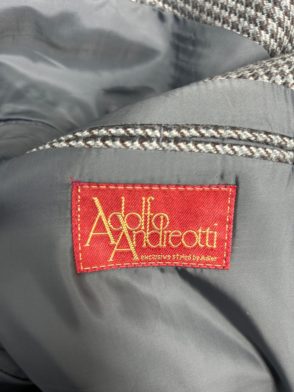 Blazer pied-de-poule bianco e nero Adolfo Andreotti in lana vintage – Uomo Taglia L