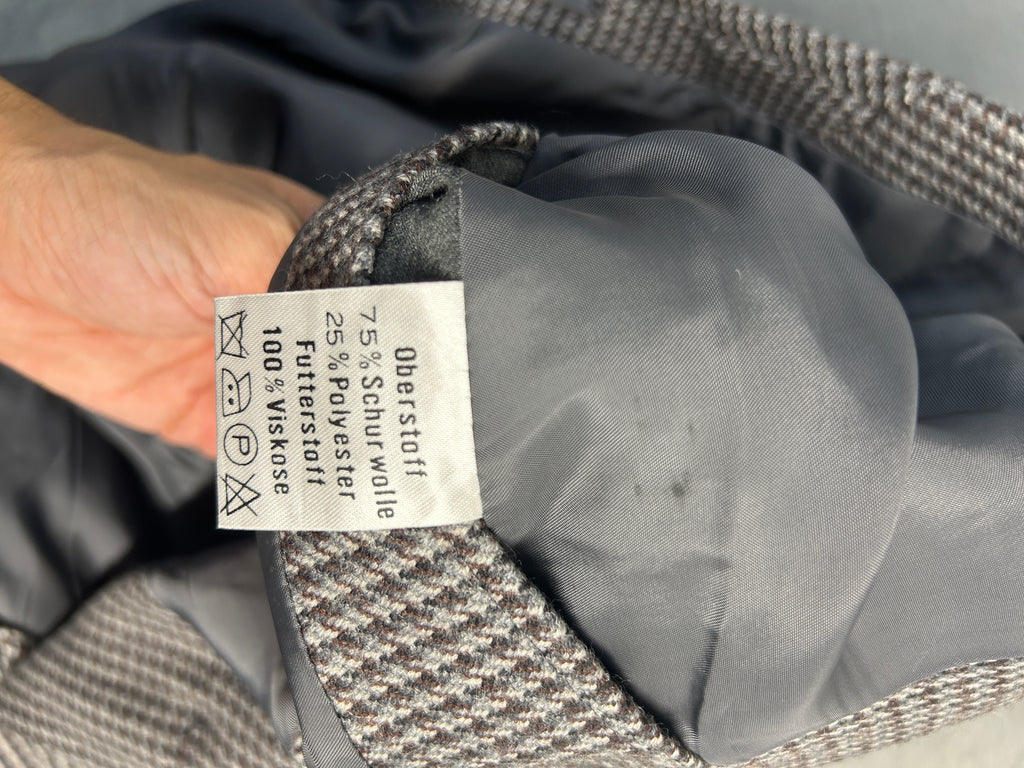 Blazer pied-de-poule bianco e nero Adolfo Andreotti in lana vintage – Uomo Taglia L