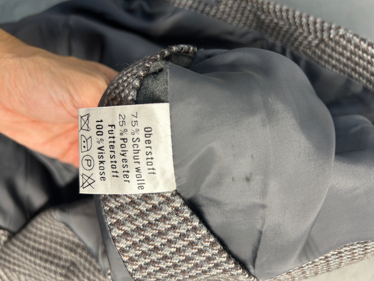 Blazer pied-de-poule bianco e nero Adolfo Andreotti in lana vintage – Uomo Taglia L