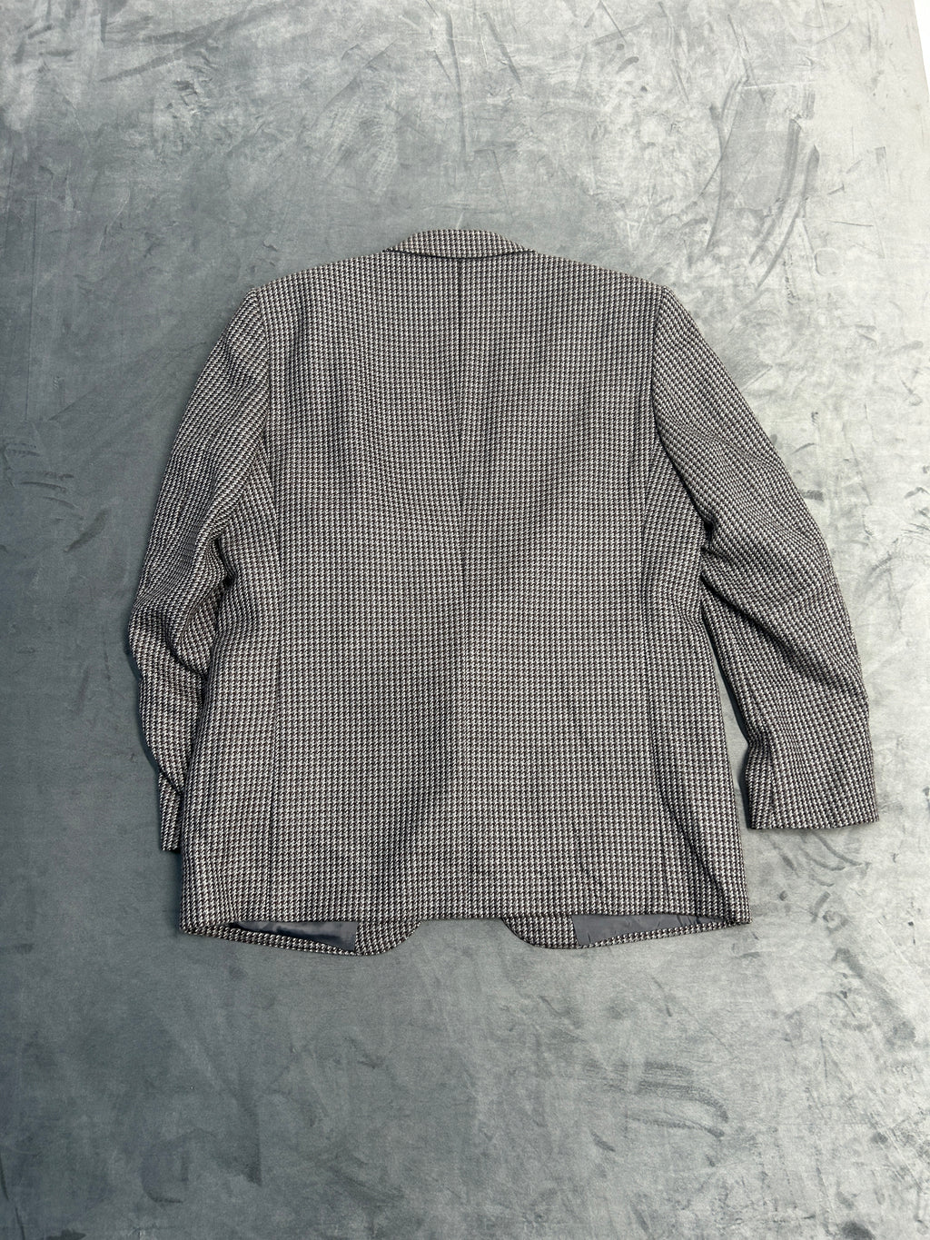 Blazer pied-de-poule bianco e nero Adolfo Andreotti in lana vintage – Uomo Taglia L