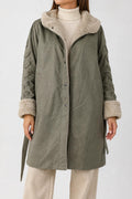 Soprabito verde militare collo in sherpa vintage – Donna Taglia L