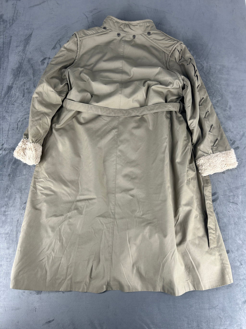 Soprabito verde militare collo in sherpa vintage – Donna Taglia L