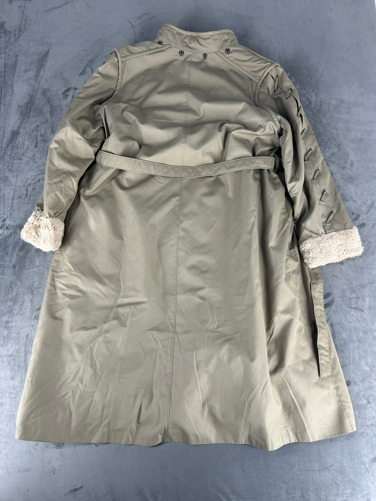 Soprabito verde militare collo in sherpa vintage – Donna Taglia L