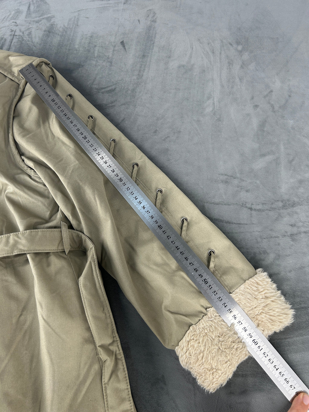 Soprabito verde militare collo in sherpa vintage – Donna Taglia L